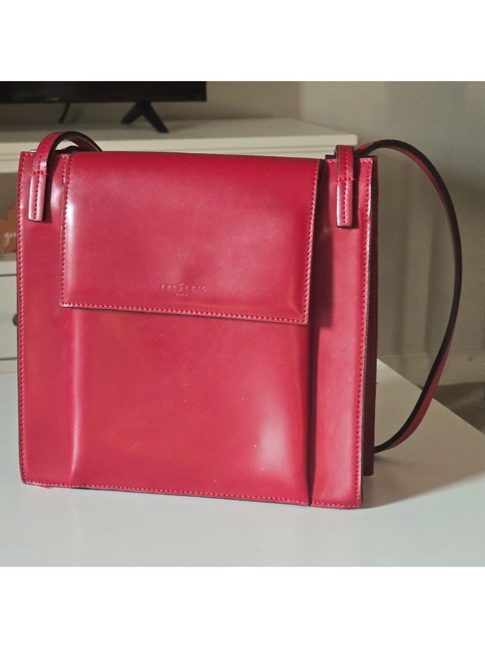 Vintage Frederic T Paris Red Leather  Shoulder Tote Bag - Picture 2 of 8